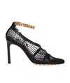 Bottega Veneta Meshed Sandals With Gold-toned Chain Fastening In Black