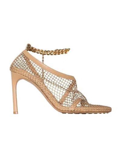 Bottega Veneta Chain-trimmed 100mm Mesh Sandals In Nude