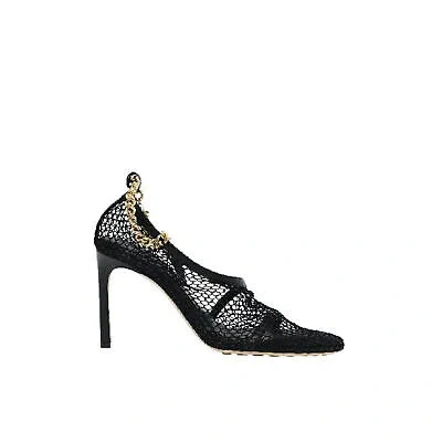 Pre-owned Bottega Veneta Chain-trimmed Mesh Sandals In Black,gold