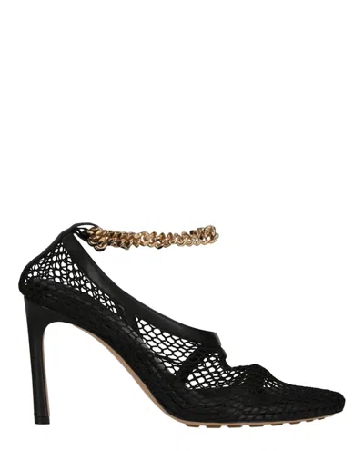 Pre-owned Bottega Veneta Chain Trimmed Stretch Sandals (women's) Sneakers In Black Gold In Multi