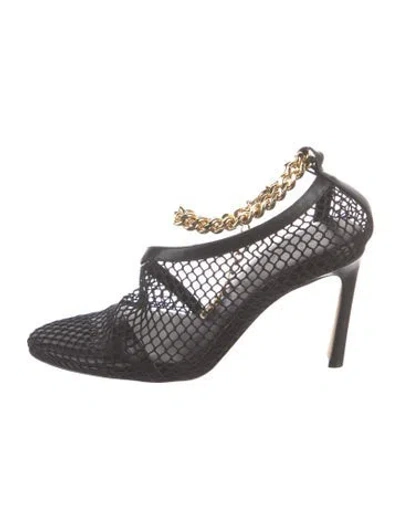 Pre-owned Bottega Veneta Chain-link Accent Mesh Pumps In Black