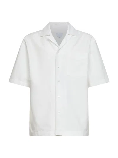 Bottega Veneta Cotton Camp Collar Short Sleeve Shirt With Front Button Fastening And Chest Pocket In White
