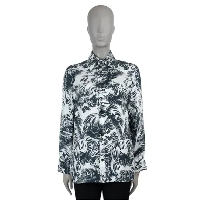 Pre-owned Bottega Veneta Chalk Inkwell Silk 2023 Printed Button-up Shirt 36 Xxs In White