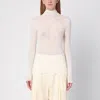 BOTTEGA VENETA CHALK-WHITE COTTON-BLEND TURTLENECK SWEATER WITH FLOWERS