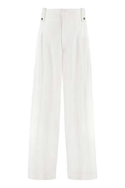 Bottega Veneta Wide Cotton Trousers In White