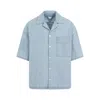 Bottega Veneta Light Blue Dropped Shoulder Shirt In Blue