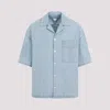 Bottega Veneta Light Blue Dropped Shoulder Shirt In Light Bleach
