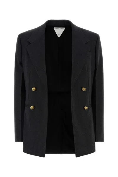 Bottega Veneta Charcoal Twill Blazer In Black