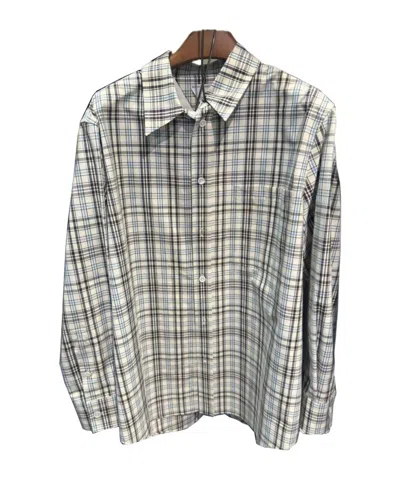 Bottega Veneta Check Button Shirt In Gray