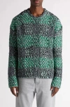 Bottega Veneta Check Crewneck Wool Sweater In Gray