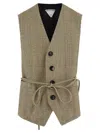 Bottega Veneta Women Prince Of Wales Waistcoat In Beige