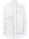 Bottega Veneta Womens White Blue Green Tau Checked Dropped-shoulder Relaxed-fit Cotton Shirt