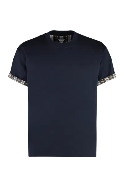 Bottega Veneta Check T-shirt In Navy
