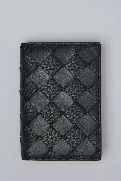 Bottega Veneta Check Taurillon Avenue Leather Accessory In Black