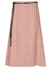 Bottega Veneta Check Tech Viscose Midi Skirt Clothing In Multicolour