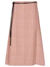 Bottega Veneta Check Tech Viscose Midi Skirt Clothing In Multicolour