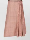 Bottega Veneta Check Tech Viscose Midi Skirt Clothing In Pink