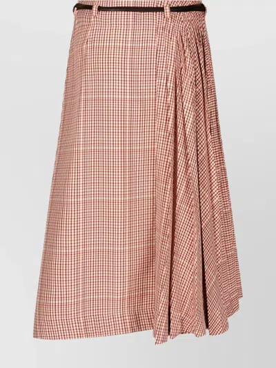 Bottega Veneta Check Tech Viscose Midi Skirt In Pink