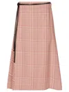 Bottega Veneta Check Tech Viscose Midi Skirt Clothing In Pink