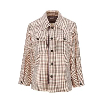 Bottega Veneta Check Viscose-blend Shirt In Pearl