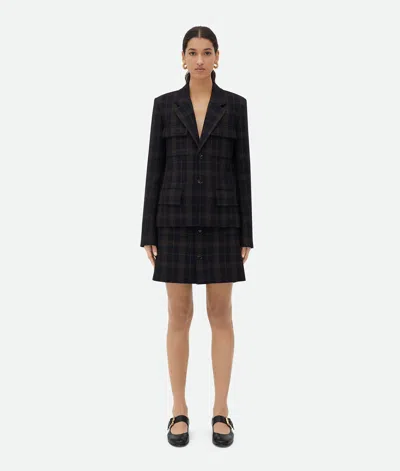 Bottega Veneta Checked Cotton Mouline Jacket In Blue/brown