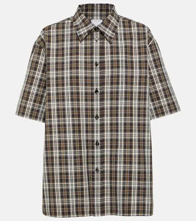 Bottega Veneta Checked Cotton Shirt In Fondant,multi