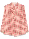 Bottega Veneta Womens Moon Red Relaxed-fit Check-pattern Cotton Shirt In Red