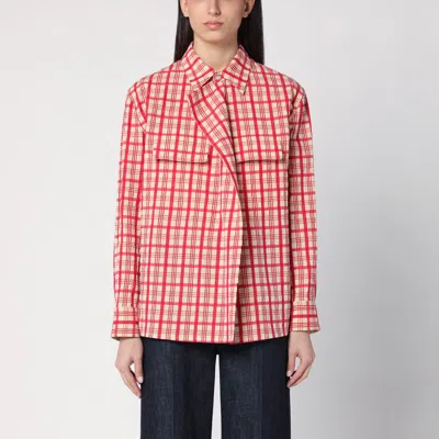 Bottega Veneta Checked Cotton Shirt In Red