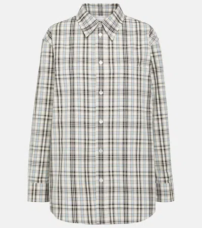 Bottega Veneta Checked Cotton Shirt In White