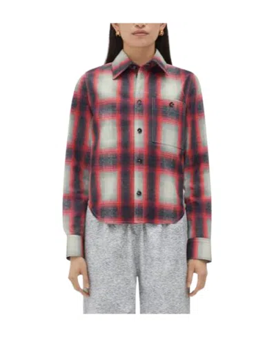 Bottega Veneta Printed Leather Check Shirt In Red