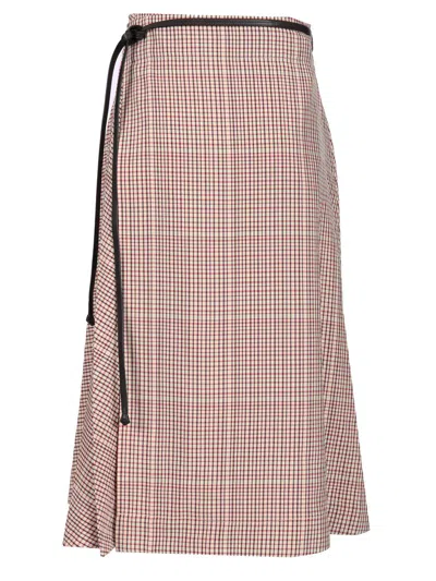 Bottega Veneta Checked Midi Skirt Skirts Multicolor In Neutral