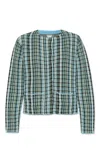 Bottega Veneta Cotton Viscose Check Jacket In Black/brown/mint