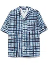 Bottega Veneta Printed Check Bowling Shirt In Blue