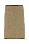 Bottega Veneta Prince Of Wales Wool Skirt In Nude
