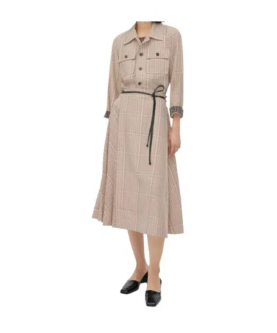 Bottega Veneta Check Skirt In Nude