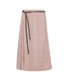 Bottega Veneta Chequered Cotton Skirt In Pink