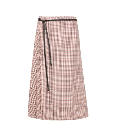 Bottega Veneta Chequered Cotton Skirt In Beige