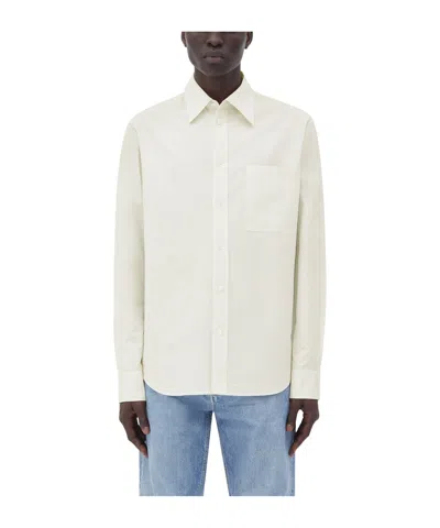 Bottega Veneta Checked Straight-collar Shirt In White