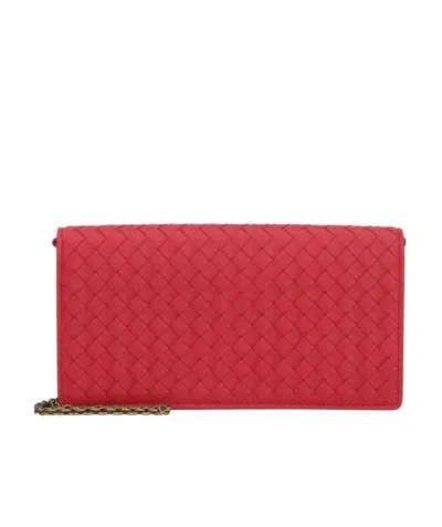 Bottega Veneta Checkered Flip Shoulder Bag In Red