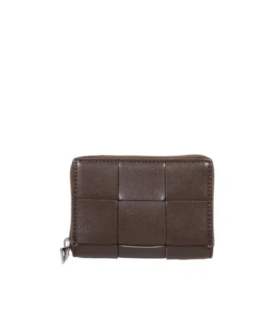 Bottega Veneta Checkered Zipper Purse In Brown