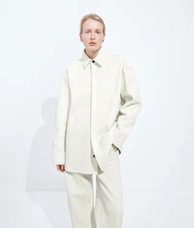 Bottega Veneta Chemise En Cuir Intrecciato In White