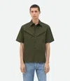 Bottega Veneta Light Cotton Twill Short Sleeved Shirt In Khaki