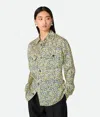 Bottega Veneta Printed Silk Shirt In Chalk/pollen/blue