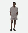Bottega Veneta Knotted Viscose Check Shirt In Talc/brown/black