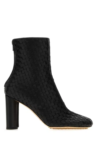 Bottega Veneta Cherry Ankle Boots In Black Leather With 9 Cm Heel