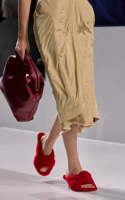 Bottega Veneta Cherry Kitten Heel Mule Sandal In Red
