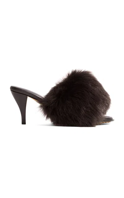 Bottega Veneta Cherry Shearling Mules In Brown