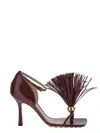Bottega Veneta Maroon Leather Stretch Strap Heels In Red