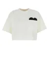 Bottega Veneta White Cropped T-shirt With Heart Detail On The Pocket In Cotton Woman In White