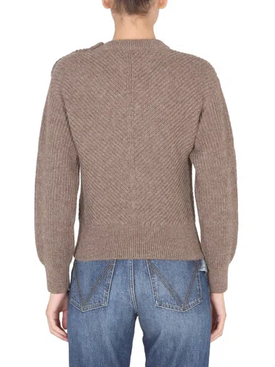 Bottega Veneta Chevron Alpaca Knit Sweater In Beige